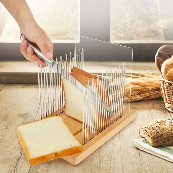 AEVXKHI Homemade Bread Slicer with 3 Slots, Adjustable Width Wooden Structure Bread Cutting Guide, Rustproof Detachable Bread Slicing Guide for Home Kitchen Use