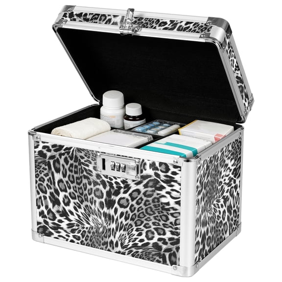 AEVXKHI Lockable Medicine Box with 3 Digit Combination Lock, Lockable Storage Box for Medication, Small Lock Box for Valuable, 9.96x7.09x7.79in Locking Medicine Box for Home Travel Dorm