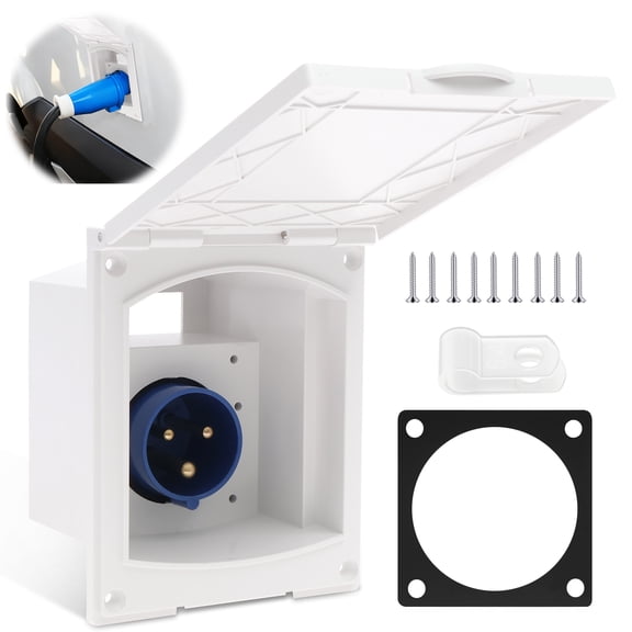 AEVXKHI Mains Flush Fit Socket Box Replacement 220V-250V IP44 Waterproof Caravan Outdoor Socket for Caravans Campervans Outdoor