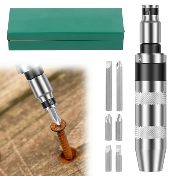 AEVXKHI Manual Impact Driver Set with 6 Replaceable Bits, High Hardness Hand Impact Driver, Impact Screwdriver Set Drive Impact Driver for Tighten Rusted Fasteners