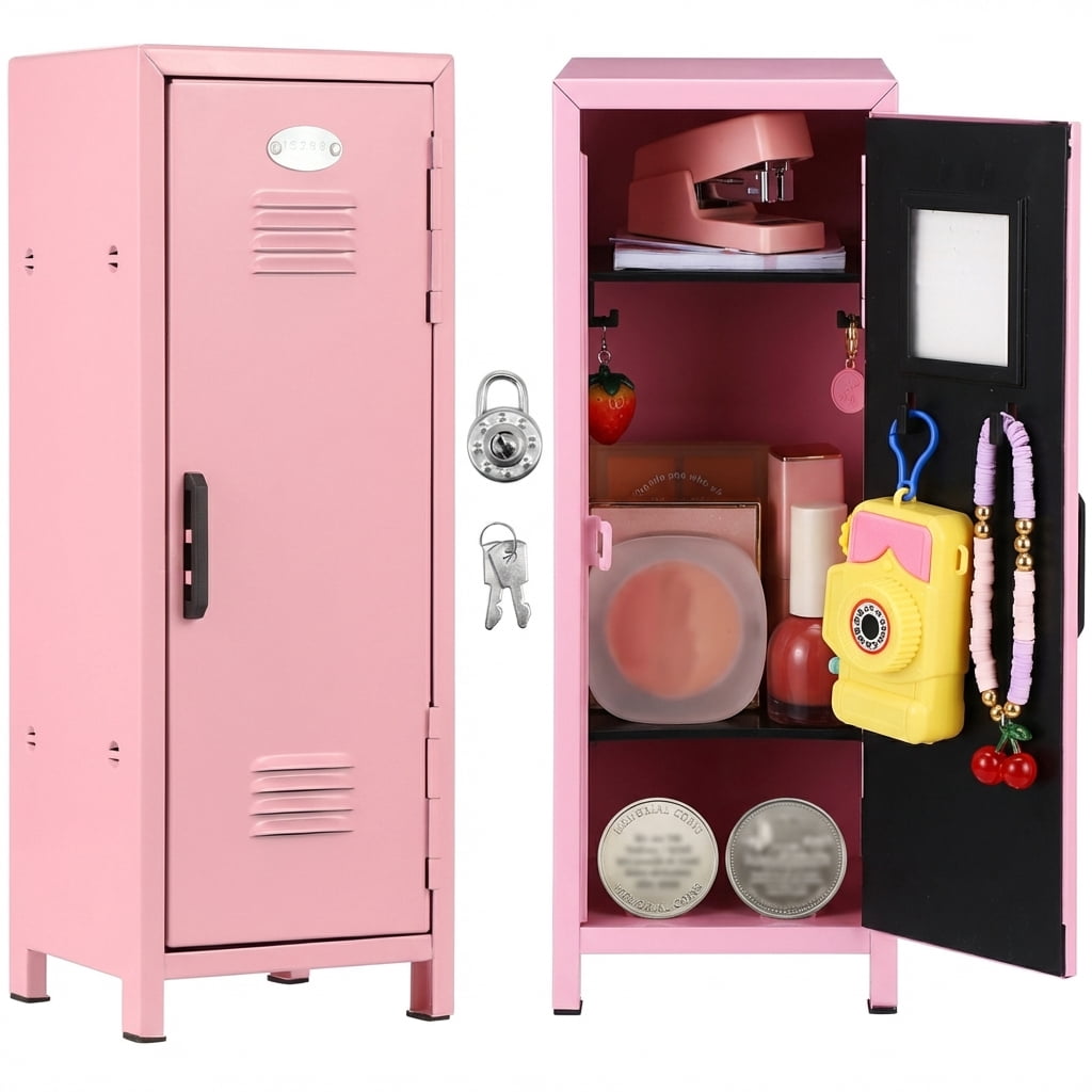 AEVXKHI Mini Locker with Lock and Key, Rustproof Metal Small Locker ...