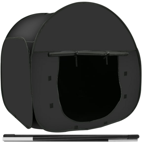 AEVXKHI Pop Up Blackout Calming Tent with 2 Windows, Easy to Set Up, Foldable Calm Down Black Tent, Comfortable Accommodate 1 to 2 People Calm Corner Tent for Kids