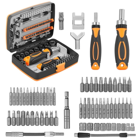 AEVXKHI Precision Ratcheting Screwdriver Set Kit, 68 in 1 Screw Driver Set with Case, Magnetic Rotating Ratchet Set, Home Repair Tool Kit, Bits & Socket Set for Furniture/Car/Computer/Electronics