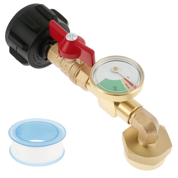 AEVXKHI Propane Tank Refill Adapter with Gauge, Solid Brass Propane Tank Adapter, Refill Pressure Adapter for 1 lb Tanks Camping Grill