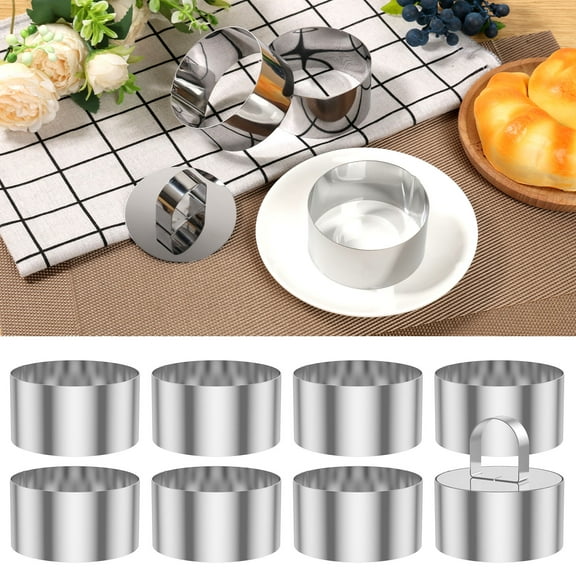 AEVXKHI Ring Mold Stainless Steel Cake Ring Mold Practical Pastry Rings Reusable Food Ring Mold Round Dessert Ring Mold Dishwasher Safe Round Dessert Mold Useful Pastry Ring Mold for Baking