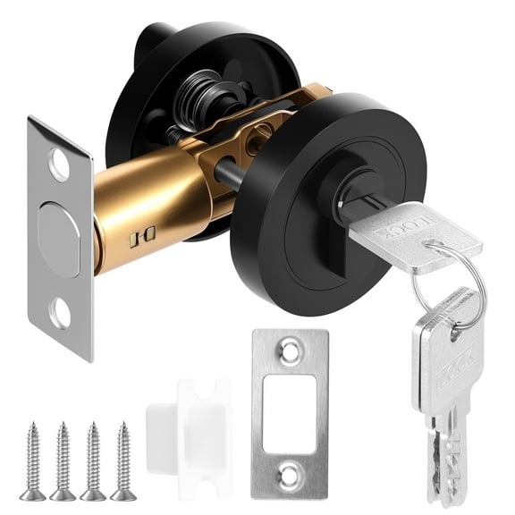 AEVXKHI Round Deadbolt Lock, Zinc Alloy Single Cylinder Deadbolt Anti Theft Door Latch, Effective Protection Round Barn Bolt