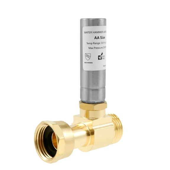 AEVXKHI Stainless Steel Water Hammer Arrestor with 3/4" NH Thread, Reduce Knock Noise Water Hammer Hose Arrestor, Reusable Angle Hammer Arrestor for Washing Machine