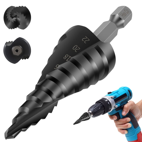 AEVXKHI Step Drill Bits, M35 Cobalt Step Drill Spiral Flute Step Drill Bits, 10 Sizes Four Spiral Flute Cobalt Hole Expander Bit for Hole Drilling in Stainless Steel, Copper, Aluminum, Wood, Plastic