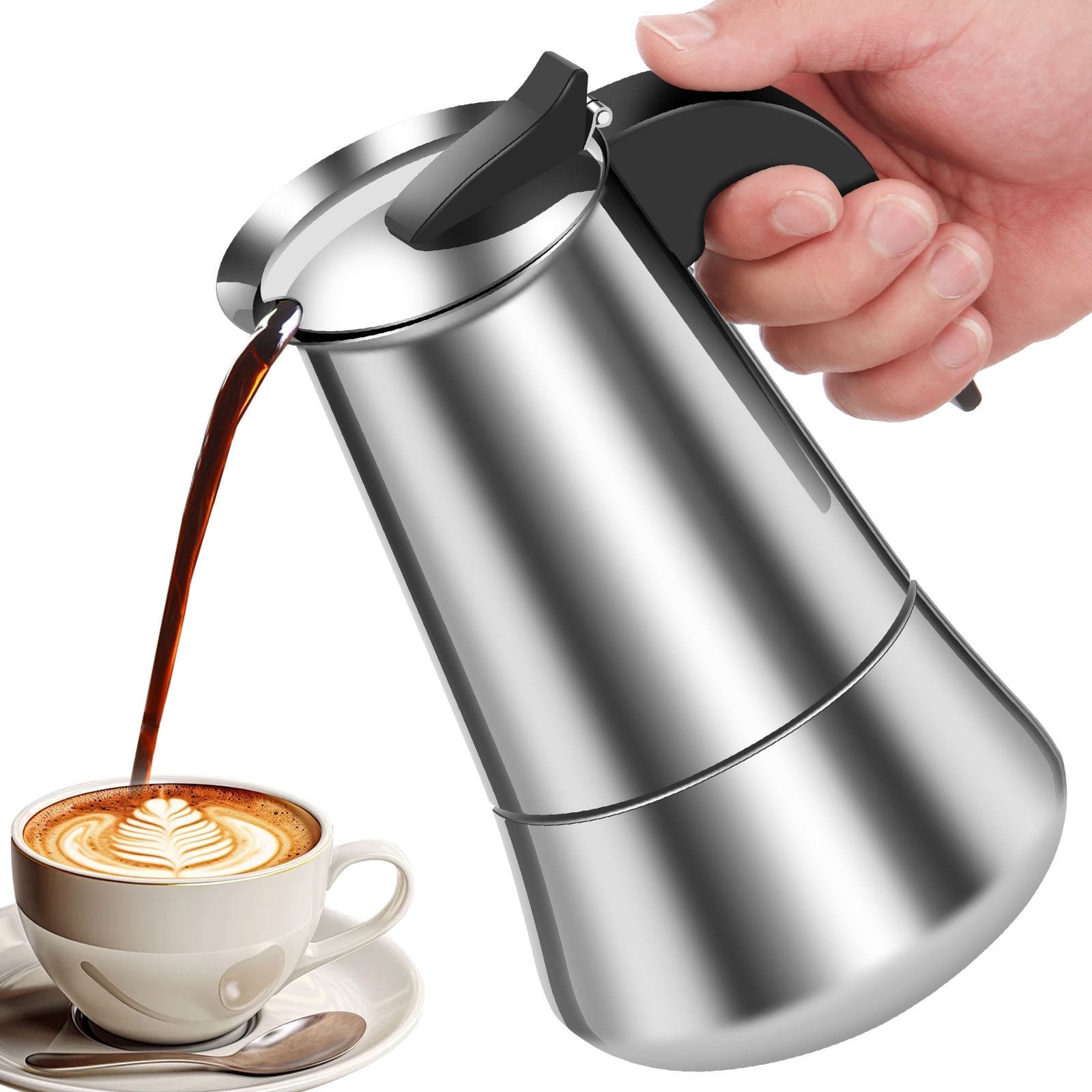 AEVXKHI Stovetop Espresso Maker, Time Saving Stainless Steel Moka Pot ...