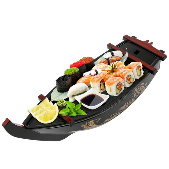 AEVXKHI Sushi Serving Tray Reusable Plastic Sushi Boat Serving Plate Japanese Style Sushi Tray Decorative Detachable Sushi Serving Platter for Home Kitchen Restaurant Buffet Party