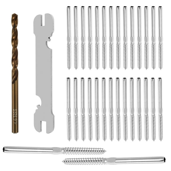 AEVXKHI Swage Lag Screw Set, Solid Left and Right Handed Thread, Stable Portable Cable Railing Hardware Kit for Deck Using