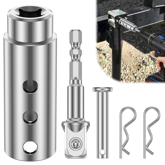 AEVXKHI Trailer Jack Drill Adapter, 1 inch Drive Shaft Compatible Electric Drill Tool and 1/2 Inch Socket Bit, Heavy Duty for RV Construction Dump Trailer (DIY Camper)