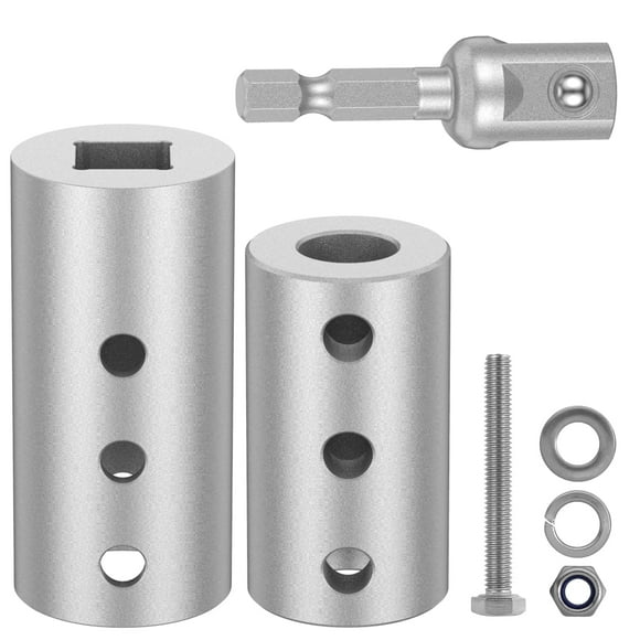 AEVXKHI Trailer Jack Drill Adapter, Stainless Steel Trailer Jack Crank Handle Cordless Drill Adapter with 1/2 Inch Socket Adapter Bit, Trailer Jack Electric Drill Adapter for 1 Inch Jack Drive Shaft