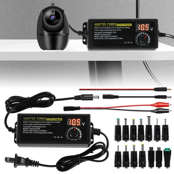 AEVXKHI Universal Power Supply for 3V to 24V Household Electronics Adjustable AC/DC Adapter Charger, Switching AC/DC Adapter With LCD Voltage Display for LED Lamp Strip 3D Printer