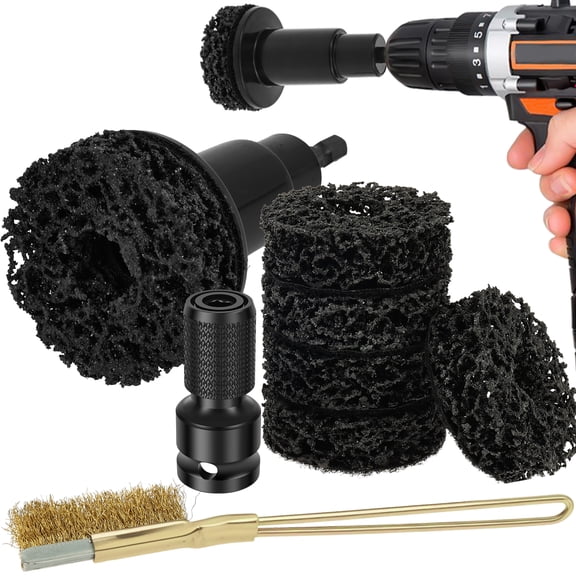 AEVXKHI Wheel Hub Cleaning Tool, Wheel Stud Cleaner Brake Hub Cleaning Kit, with 5 Grinding Discs Grinding Maintenance Cleaner Kit for Nuts Car Truck