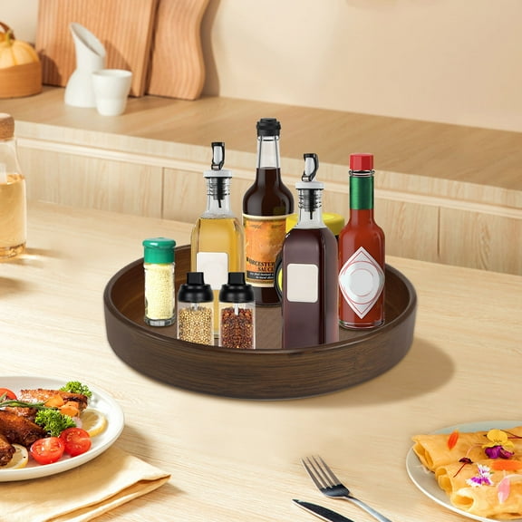 AEVXKHI Wood Turntable Rotatable Organizer, Practical Kitchen Turntable Organizer for Centerpiece Table Spices Pantry