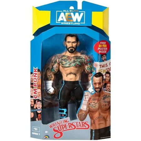 AEW CM Punk LJN - 6 inch Retro Stylized Rubber Figure with Poster and Superstar Card Cutout