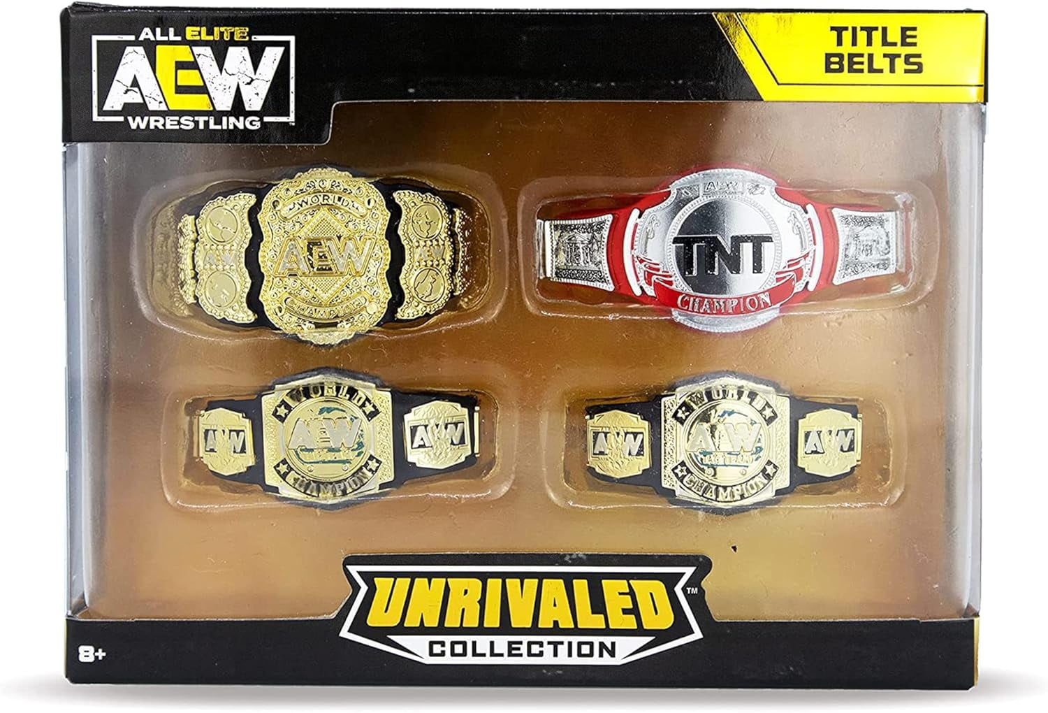 AEW Championship Title Belt Multipack - World Championship Title Belt, World Tag Team Championship Belts, TNT Championship Belt - AEW Unrivaled Figure Accessories
