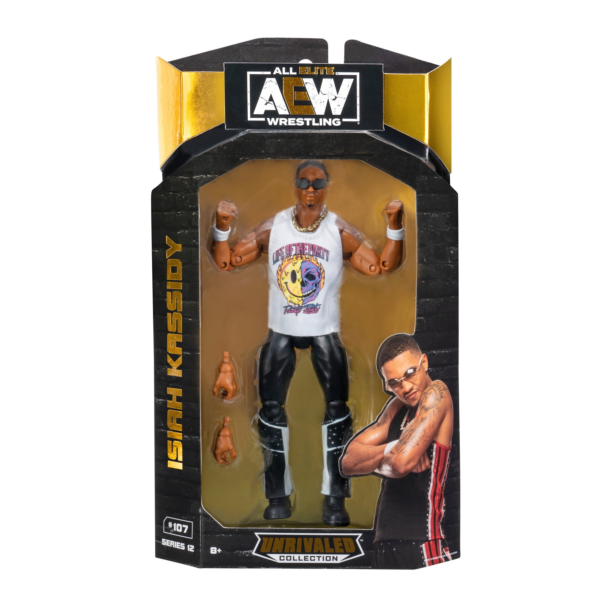 AEW Unmatched Hook - 6 inch Chase Figure with Necklace, Alternate Head, and Fist Hands