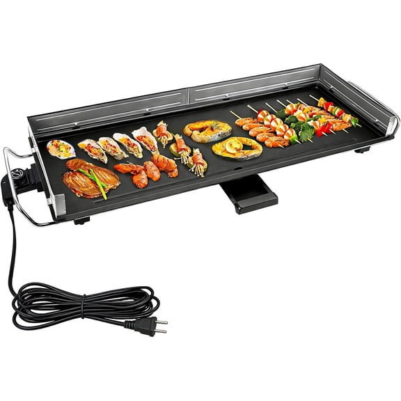 AEWHALE 35" Electric Nonstick Extra Large Griddle Grill-Teppanyaki Grill BBQ Indoor/Outdoor with Adjustable Temperature,Detachable for Easy Cleaning,Extra Wide(3m cable)