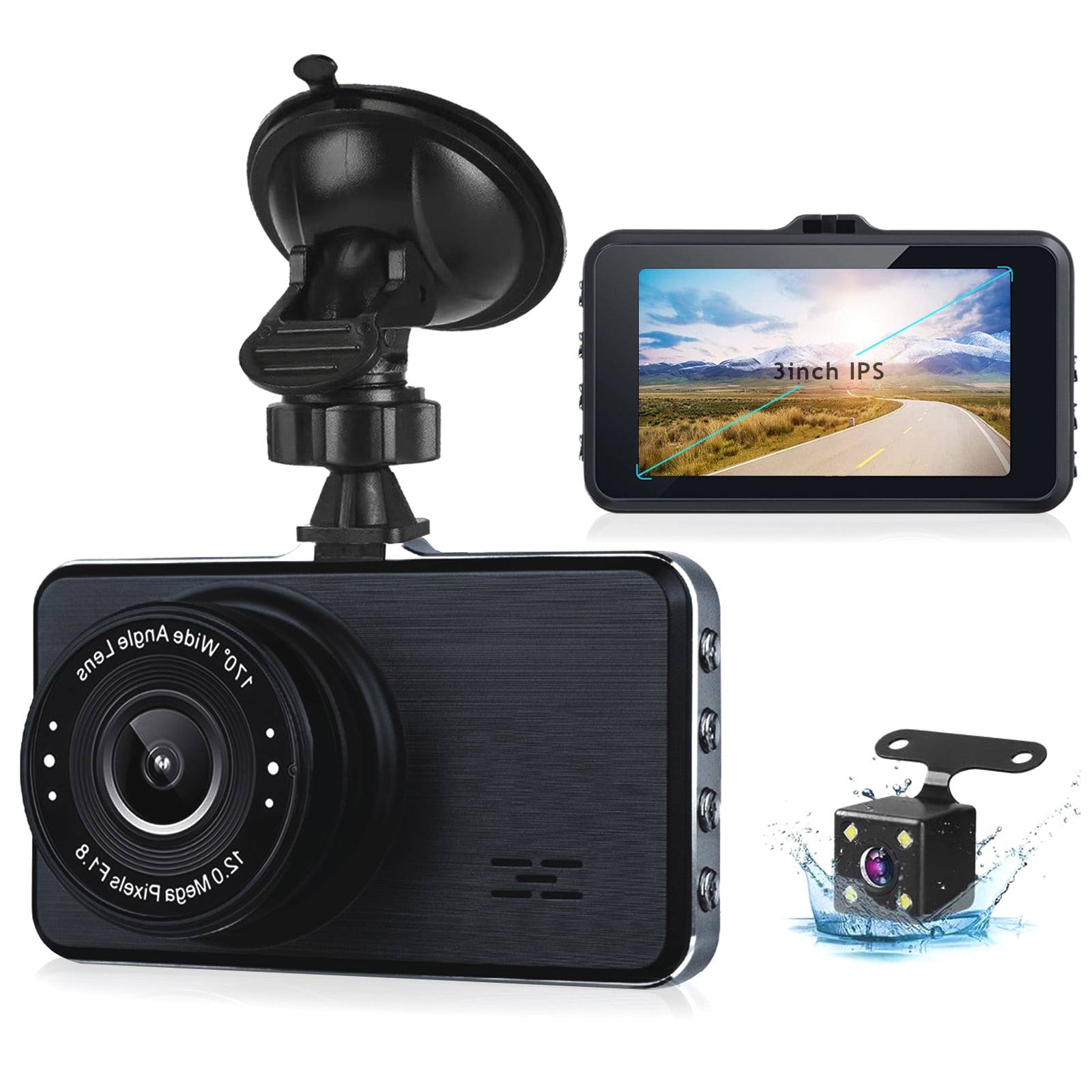 Biuone Dash Cam Front and Rear, Super Night Vision, 1080P FHD Car Dashboard  Camera with G-Sensor and Parking Monitor