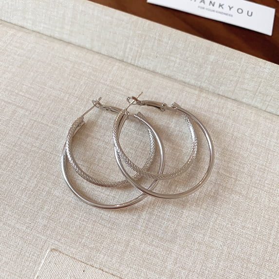 AEXTO 14k Gold Plated Double Hoop Earrings Hypoallergenic Lightweight Thin Large Hoop Earrings for Women