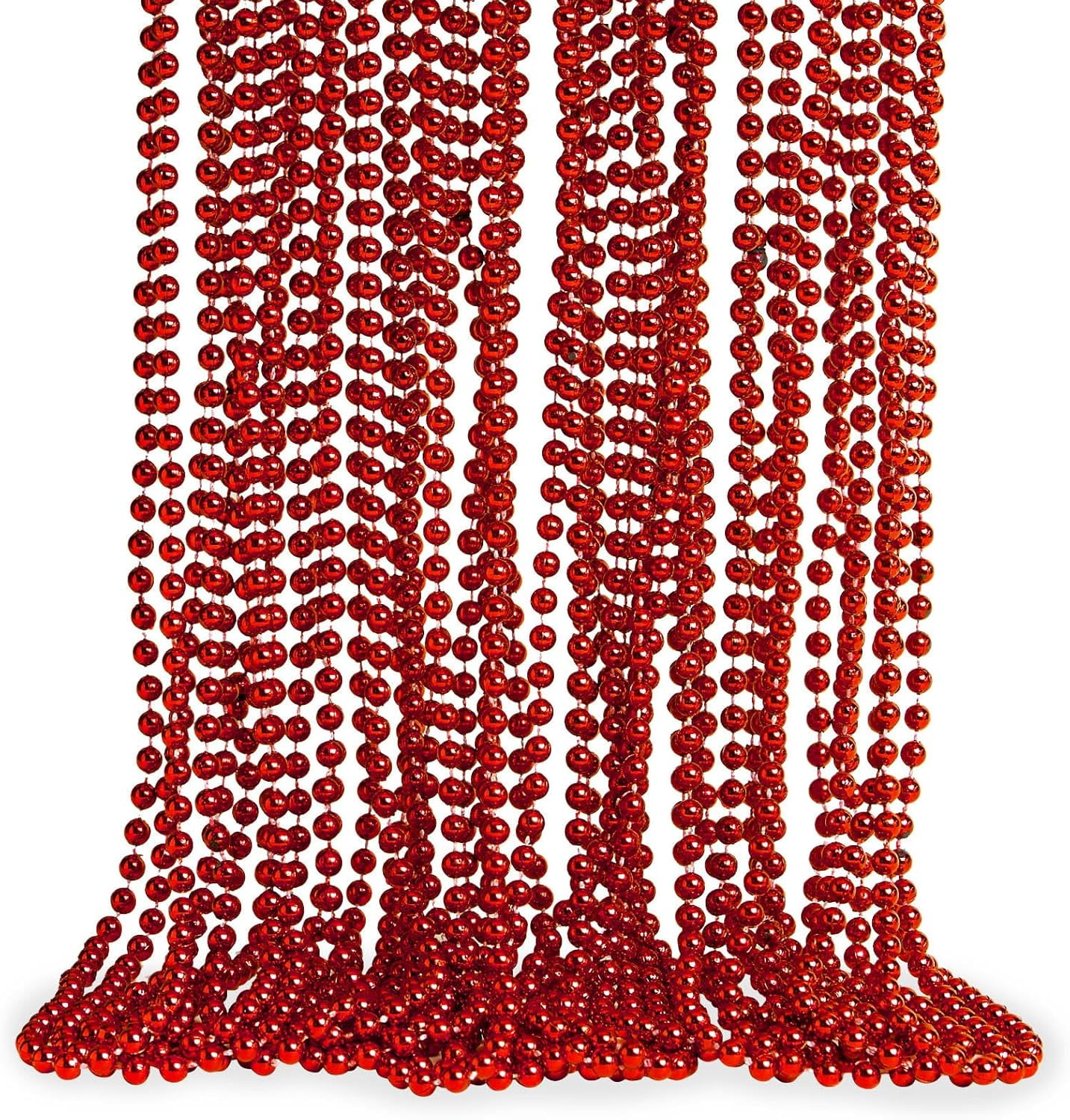 144 Pcs Silver Bead Necklaces - 33 Inch Mardi Gras Party Necklaces, Christmas, 4th Of July Festive Bulk Beads