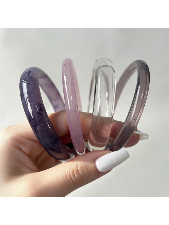 4PCS Acrylic Bangles Bracelets for Women Chunky Resin Bracelets Set Fashions Geometric Thick Statement Bangle