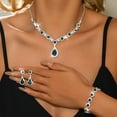 thumbnail image 1 of AEXTO 4pcs Cluster Jewelry Set  Necklace, Earrings, Bracelet Ring with Simulated Emerald Cubic Zirconia, Vintage-Inspired Statement Accessories for Women, Perfect for Weddings, Parties, 1 of 9