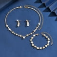 thumbnail image 1 of AEXTO Bride Silver Bridal Necklace Earrings Set Crystal Wedding Jewelry Set Rhinestone Choker Necklace for Women, 1 of 6