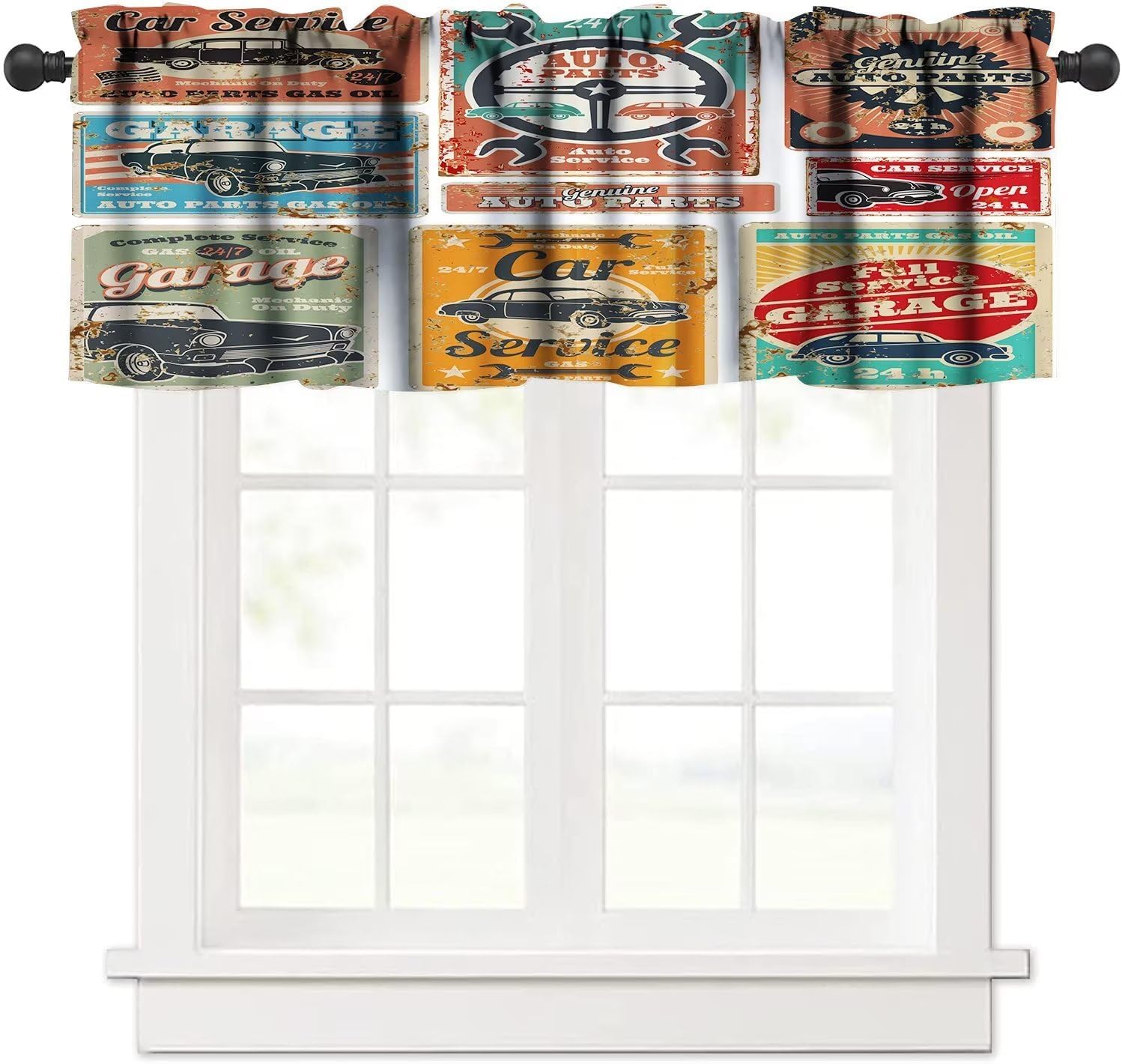AEXTO Car Service Garage Symbol Valances Curtains, Transportation ...