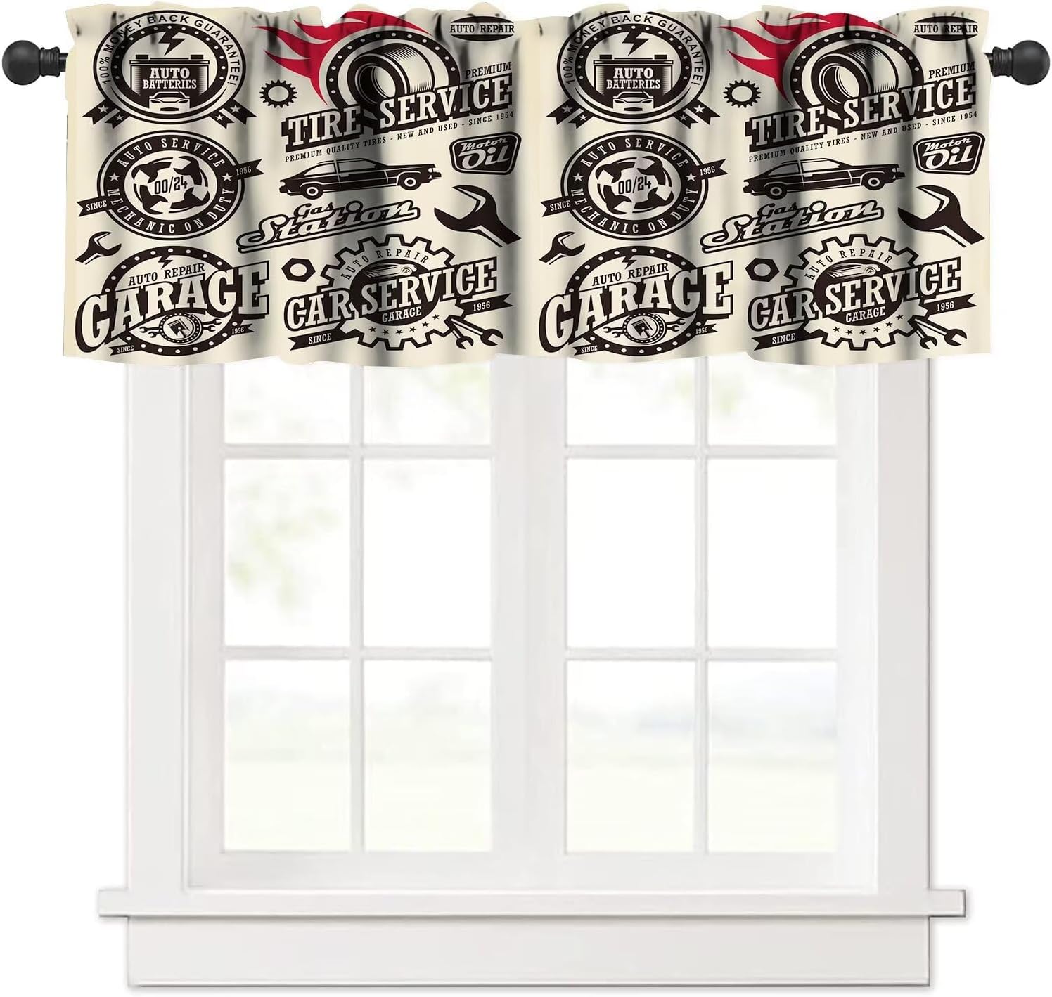 AEXTO Car Service Garage Symbol Valances Curtains, Transportation ...