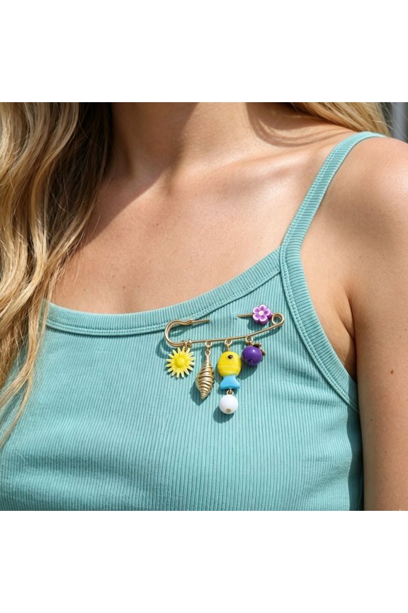 Colorful Enamel Dangle Safety Pin, Adjustable Waist Cinch Clip for Tops Scarves Backpacks