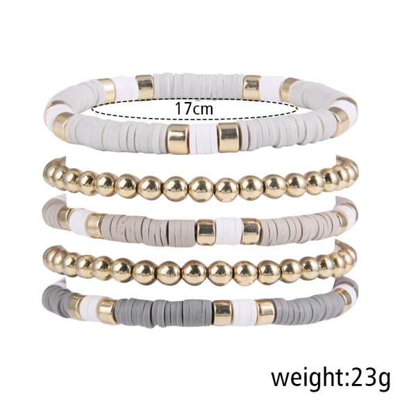 AEXTO Colorful Heishi Clay Bead Bracelet Set for Women Stackable Vinyl Disc Polymer Beaded Stretch Bracelets Preppy Bohemian Summer Beach Bracelets Jewelry
