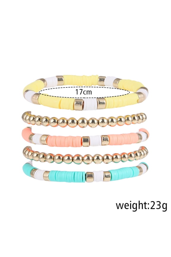 Colorful Heishi Clay Bead Bracelet Set for Women Stackable Vinyl Disc Polymer Beaded Stretch Bracelets Preppy Bohemian Summer Beach Bracelets Jewelry