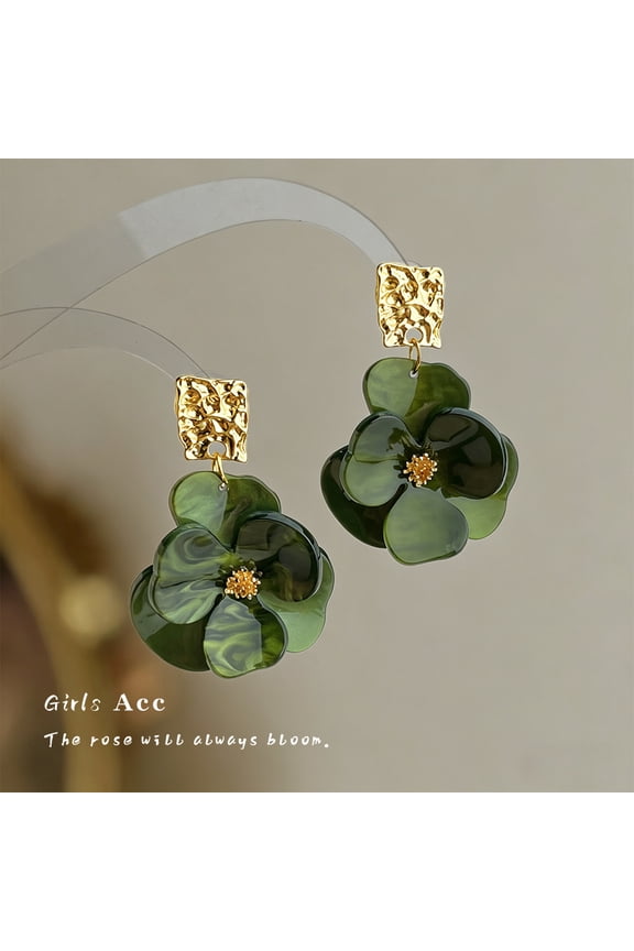 Colorful Plant Flower Dangle Earrings for Women Elegant Acrylic Camellia Flower Drop Earrings Resin Floral Earrings Jewelry for Women Gifts