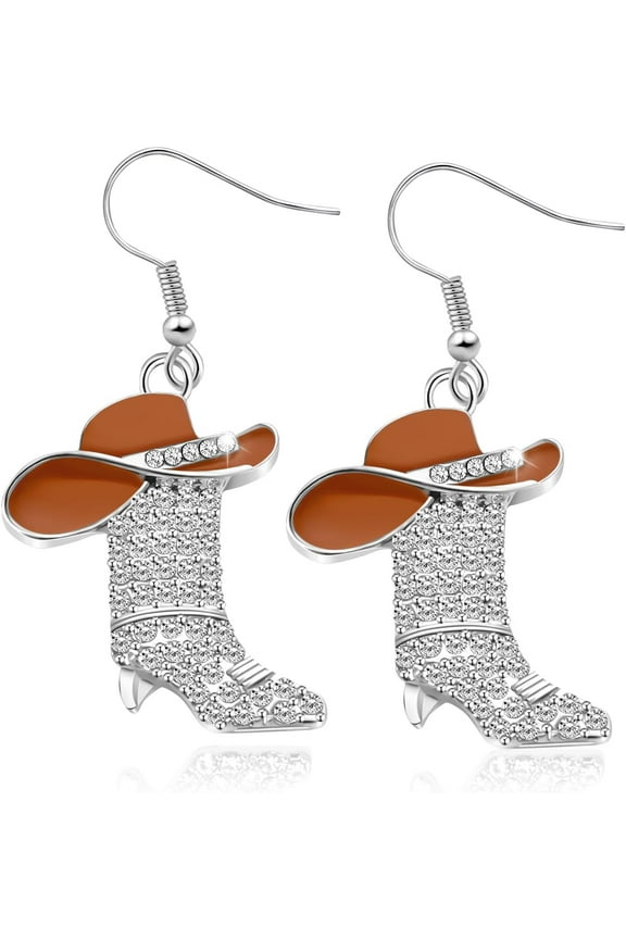Cowgirl Boot Earrings for Women - Western Boot Dangle Earrings with Bohemian Enamel Design - Stylish for Country, Rodeo, and Western Jewelry Fashion