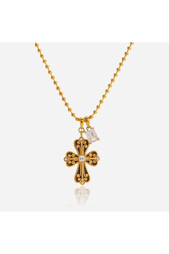 Cross Necklace Faith Pendant 14K Plated Dainty Chain Minimalist Simple Tiny God Lords Prayer Religious Jewelry