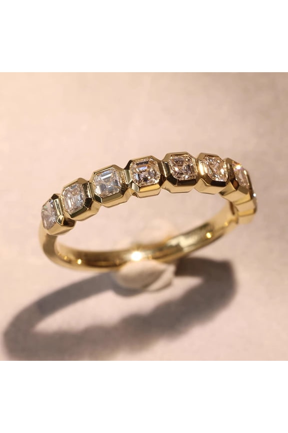 Crystals 14K Gold Plated Stackable Rings, Bezel Set Ring Wedding Bands Promise Rings Eternity Band Rings for Women Birthday Anniversary Christmas Valentine's Day