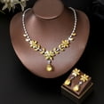 thumbnail image 1 of AEXTO Elegant Aqua Blue Crystal Flower Jewelry Set for Women – V-Neck Teardrop Pendant Necklace & Matching Dangle Earrings – Sparkling Bridal Wedding Party Accessories, 1 of 7