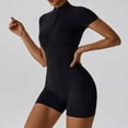 thumbnail image 1 of AEXTO Fashion Zipper Yoga Jumpsuit Short Playsuit Women Romper Short Sleeve Gym Fitness Overalls One Piece Sports Suit Unitard, Athletic Style Activewear, Stylish Activewear, 1 of 7
