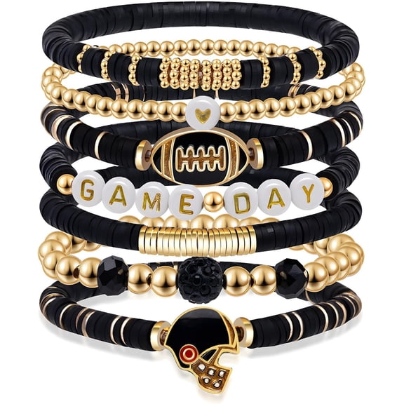 AEXTO Game Day Football Charm Bracelet: Stackable Sports Jewelry for Moms & Dads - Perfect for Football Fans