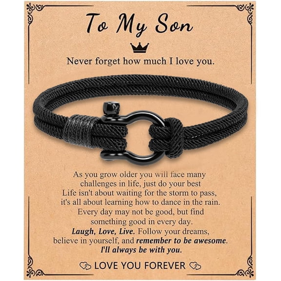 AEXTO Graduation Gifts for Son Grandson Nephew Brother To My Son Bracelet Braided Cord Bracelet Easter Christian Baptism Birthday Gifts