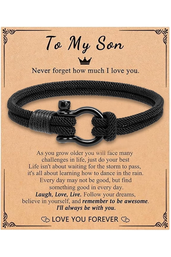 Graduation Gifts for Son Grandson Nephew Brother To My Son Bracelet Braided Cord Bracelet Easter Christian Baptism Birthday Gifts