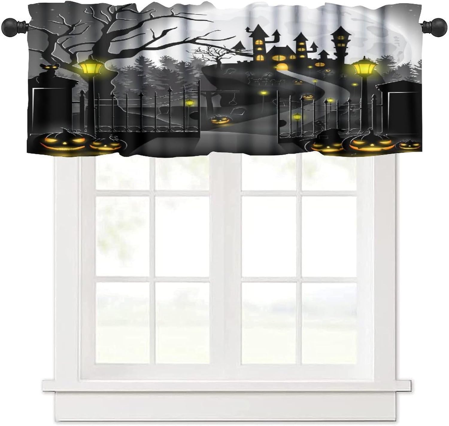 AEXTO Halloween Ghost Valance Curtain Spooky Cute Funny Cartoon Ghosts ...