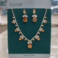 thumbnail image 1 of AEXTO Pink Teardrop Leaf Jewelry Set Necklace & Dangle Earrings with Rhinestone Accents, Silver-Tone Elegant Accessories for Women, Perfect for Weddings, Parties & Special Occasions, 1 of 15