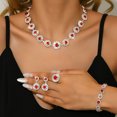 thumbnail image 1 of AEXTO Red Teardrop Crystal Set Dangle Earrings & Bracelet – Perfect for Wedding, Party – Victorian Style Silver Jewelry for Women, 1 of 15