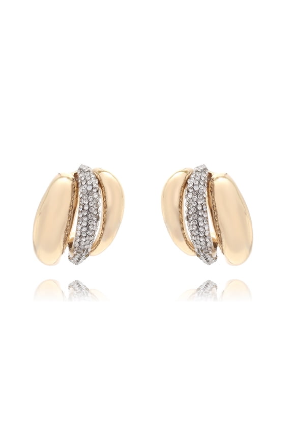 S925 Silver Post Double Layer Shell Pearl Pave Zircon Crossover Hoop Earrings, 14K Gold Plated Hypoallergenic Statement Earrings for Women