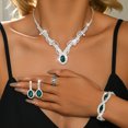thumbnail image 1 of AEXTO Silver Reinstone Jewelry Set 3pcs Statement Necklace, Dangle Earrings Stretch Bracelet with Oval-Cut Rhinestones, Elegant Accessories for Women, Perfect for Evening Parties, Banquets & Weddings, 1 of 8
