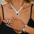 thumbnail image 1 of AEXTO Silver Reinstone Jewelry Set 3pcs Statement Necklace, Dangle Earrings Stretch Bracelet with Oval-Cut Rhinestones, Elegant Accessories for Women, Perfect for Evening Parties, Banquets & Weddings, 1 of 8